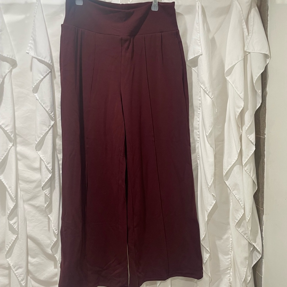 NWT OGL Burgundy Wide Leg Pants Sz XL Inseam 31”